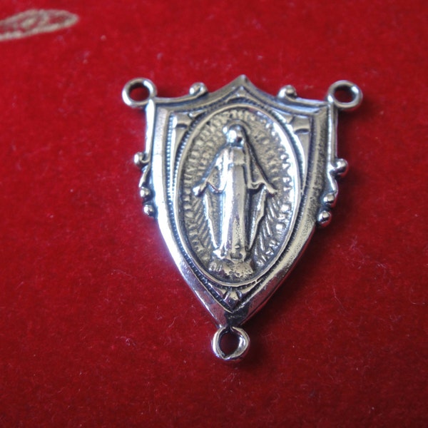 925 sterling silver virgin Mary pendant connector, silver virgin Mary, Virgin Mary connector, silver connector, silver rosary charm mary