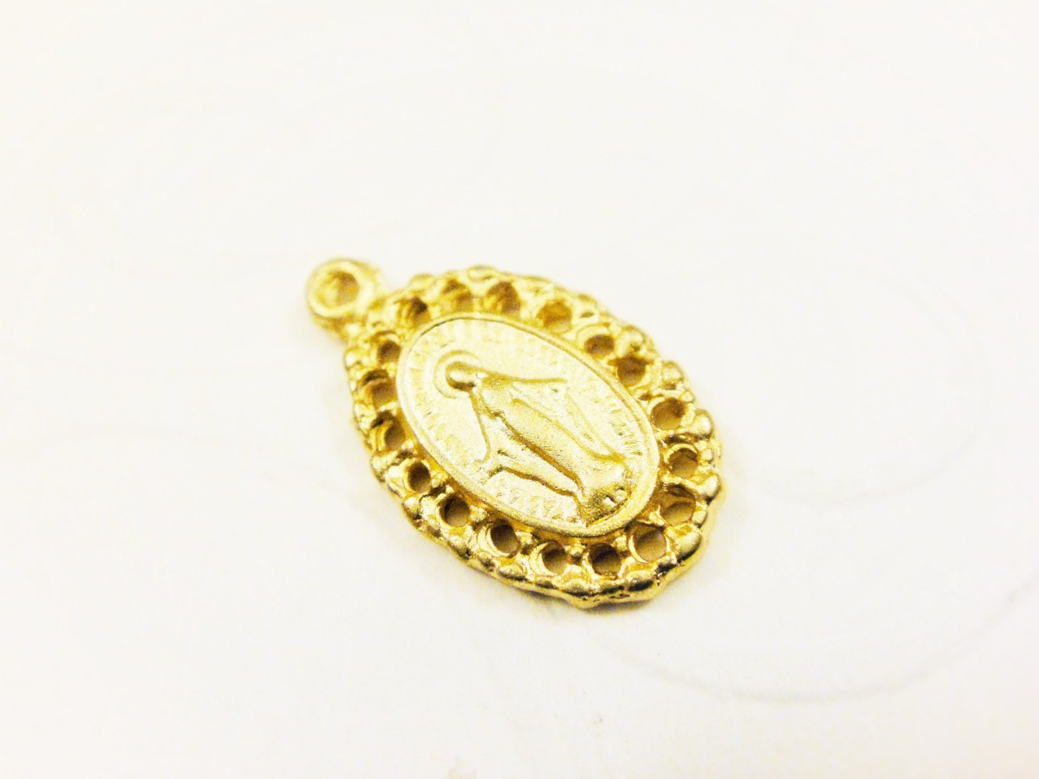 Vermeil, 18k Gold Over 925 Sterling Silver Small Virgin Mary Charm ...