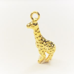 Vermeil, 18k gold over 925 sterling silver  Giraffe Charm,  African safari animal charm, shiny gold giraffe, giraffe, vermeil animal charm