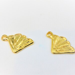 Vermeil, 18k gold over 925 sterling silver fan charm, shiny gold and matte gold fan charm, vermeil fan, small fan charm, silver fan charm