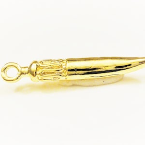 Vermeil, 18k gold over 925 sterling silver Italian Skinny Horn Charm, gold tusk, cornicello, hornlet, amulet for protection, shiny gold horn