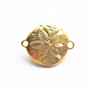 Vermeil, 18k gold over 925 sterling silver  Sand Dollar Connector, matte gold sand dollar link, vermeil sand dollar connector, beach charm
