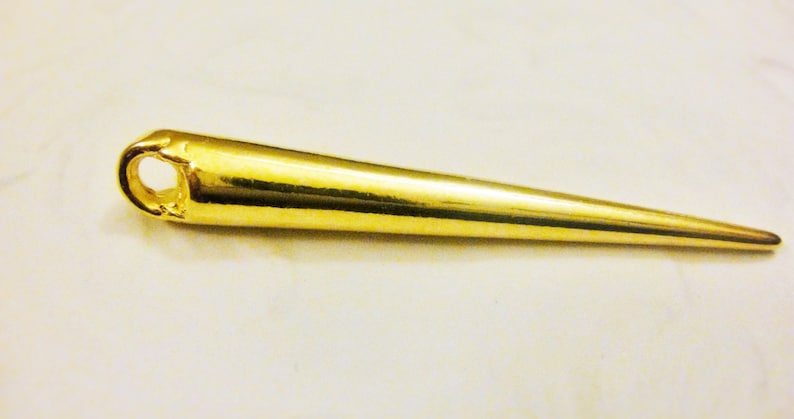 needle gold needle vermeil dagger spear spike pendant drop needle charm Vermeil,18k gold over 925 Sterling Silver LARGE Needle Charm