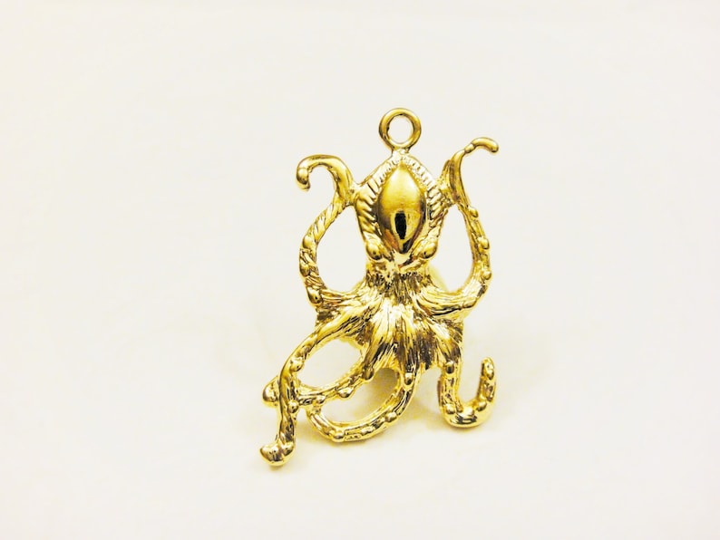18k gold over 925 sterling silver octopus charm gold octopus vermeil octopus Vermeil octopus