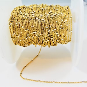 Vermeil, 18k gold over 925 sterling silver 2 tone chain, gold silver chain, two tone chain, bead chain, vermeil necklace, chain by the foot