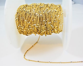 Vermeil, oro de 18 quilates sobre plata de ley 925, cadena de dos tonos, cadena de plata dorada, cadena de dos tonos, cadena de cuentas, collar de vermeil, cadena por pie