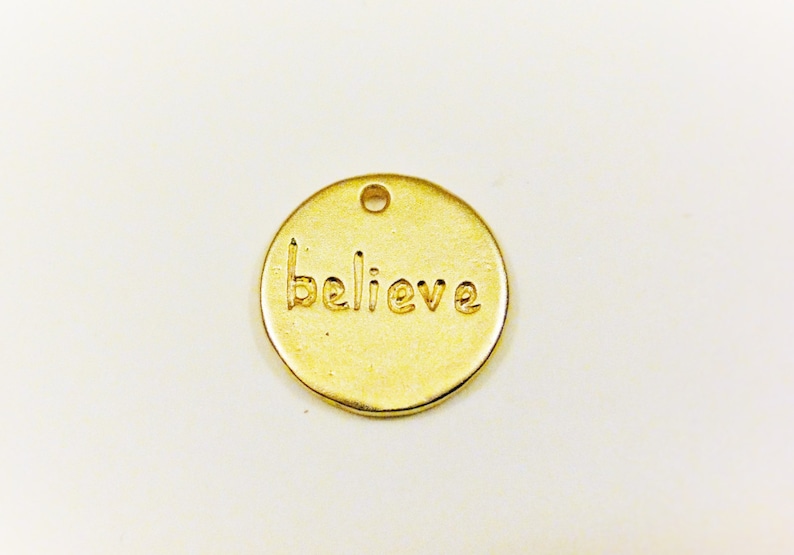 matte gold charm vermeil disc 18k gold plated sterling silver disc-believe