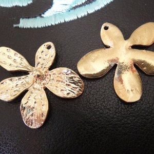 1 pc. Veremeil, 18k gold over 925 sterling silver orchid charm, vermeil orchid flower, Orchid, shiny gold orchid charm, vermeil orchid charm