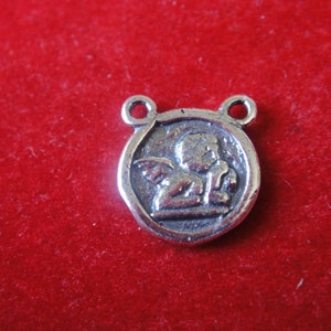 925 Sterling Silber oxidierter kleiner Engel Charm Verbinder, Engel Charm, Verbinder, Silber Engel, Scheibe mit Engel, kleiner Engel Verbinder