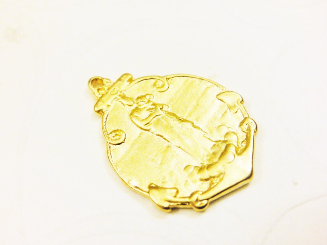 Vermeil, 18k Gold Over 925 Sterling Silver Religious Medal Holy Virgin ...