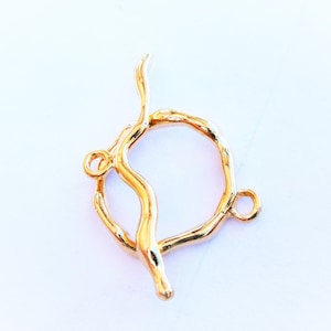 Vermeil 18k gold over 925 sterling silver branch toggle clasp, shiny gold branch toggle, vermeil toggle, clasp finding, vermeil clasp, clasp