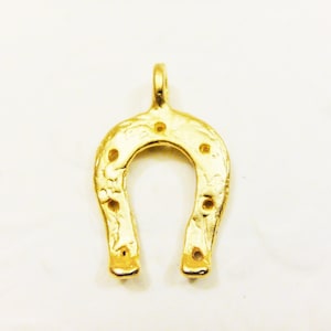 Vermeil, 18k gold over 925 sterling silver Horseshoe Charm - lucky horse shoe pendant, matte gold  horseshoe, horse shoe, lucky charm, horse