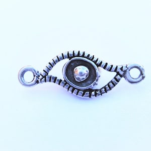 925 sterling silver Ra Evil Eye Connector Charm, silver lucky Ra eye charm connector, spacer, link charm, silver eye connector, silver eye
