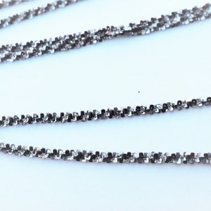 925 Silver Twisted Serpentin Chain 2 Tone (Gunmetal / Silver) 1,8 mm 30 tum, 30 tums finish tvåfärgad twisted chain gunmetal silver bild 5