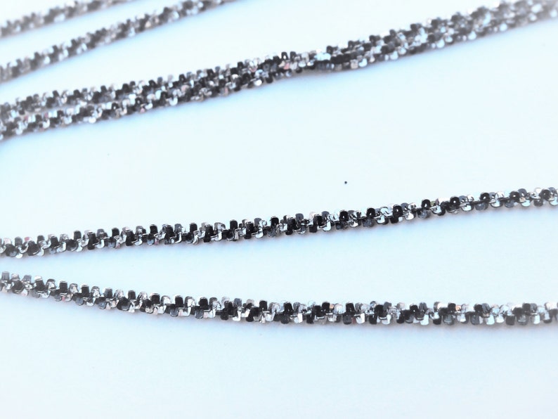 925 Silver Twisted Serpentin Chain 2 Tone (Gunmetal / Silver) 1,8 mm 30 tum, 30 tums finish tvåfärgad twisted chain gunmetal silver bild 5