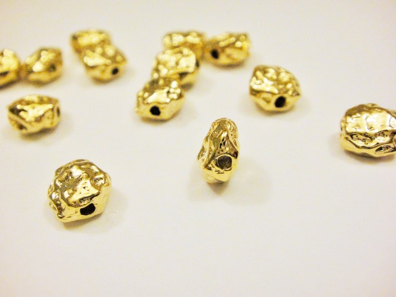 2PC Vermeil 18k Gold Over 925 Sterling Silver Nugget Beads Shiny 2pc-vermeil-18k-gold-over-925-sterling-silver-nugget-beads-shiny