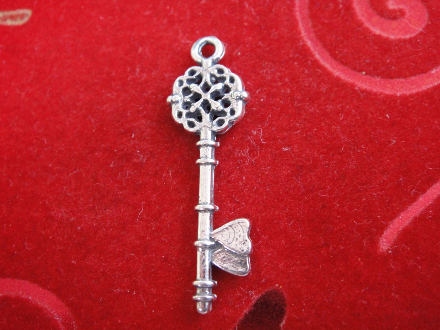 Filigree Key 925 sterling silver filigree key with two hearts silver | Etsy