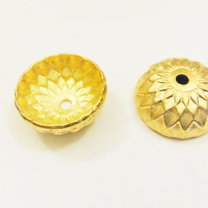 Vermeil, 18k gold over 925 sterling silver bead cap, matte  gold bead cap, vermeil bead cap, vermeil bead cap, round bead cap, bead cap