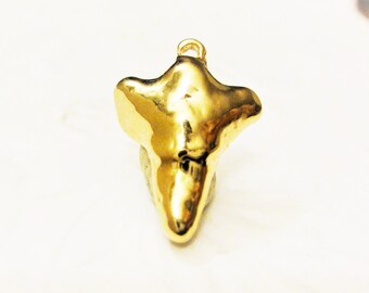 Vermeil 18k gold over 925 sterling silver Shark Tooth Pendant, shiny gold shark tooth charm, vermeil shark tooth, vermeil shark tooth, shark