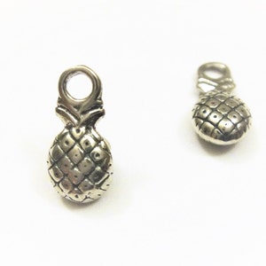 925 sterlingf silver  Small Pineapple Charm, sterling silver pineapple, tiny pineapple tropical summer fruit , silver pineapple, pineapple