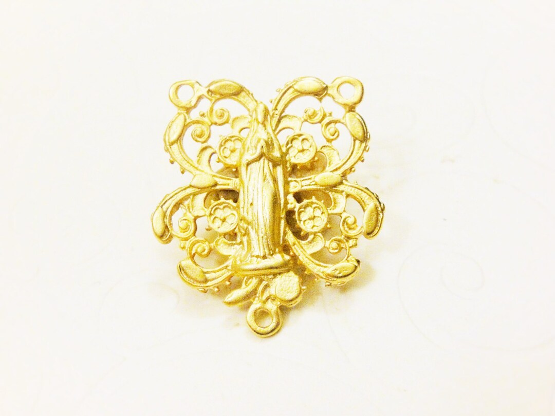 Veremil, 18k Gold Over 925 Sterling Silver Virgin Mary Connector, Matte ...