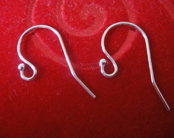 10 pc. 925 Sterling Silver Ball Ear Wires - 5 pair earwires, hooks style earring finding, silver ear wires, sterling silver ear wires, hook