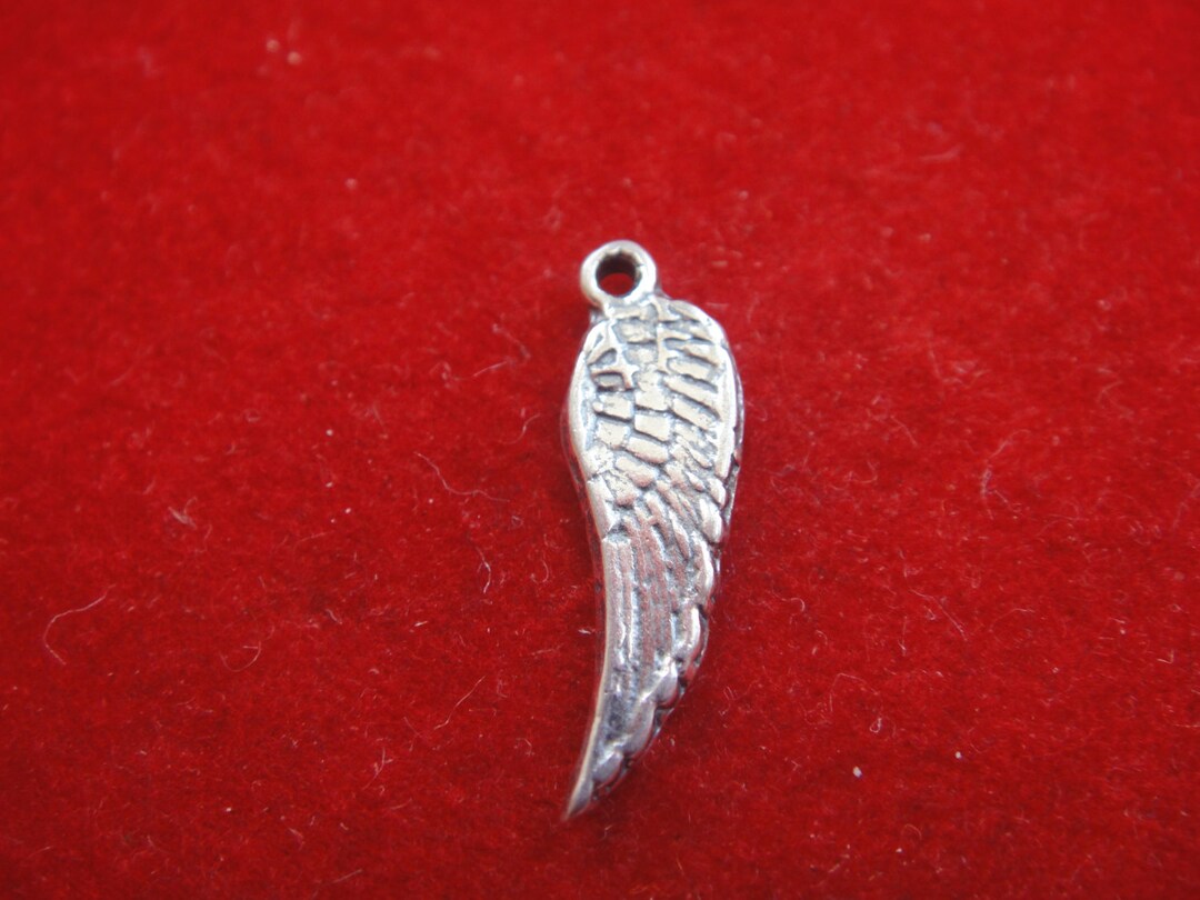 thumbnail image 2 of 925 Sterling Silver Angel's Wing Charm, Choose Left Or Right, Traditional Christian Theme 2 of 4