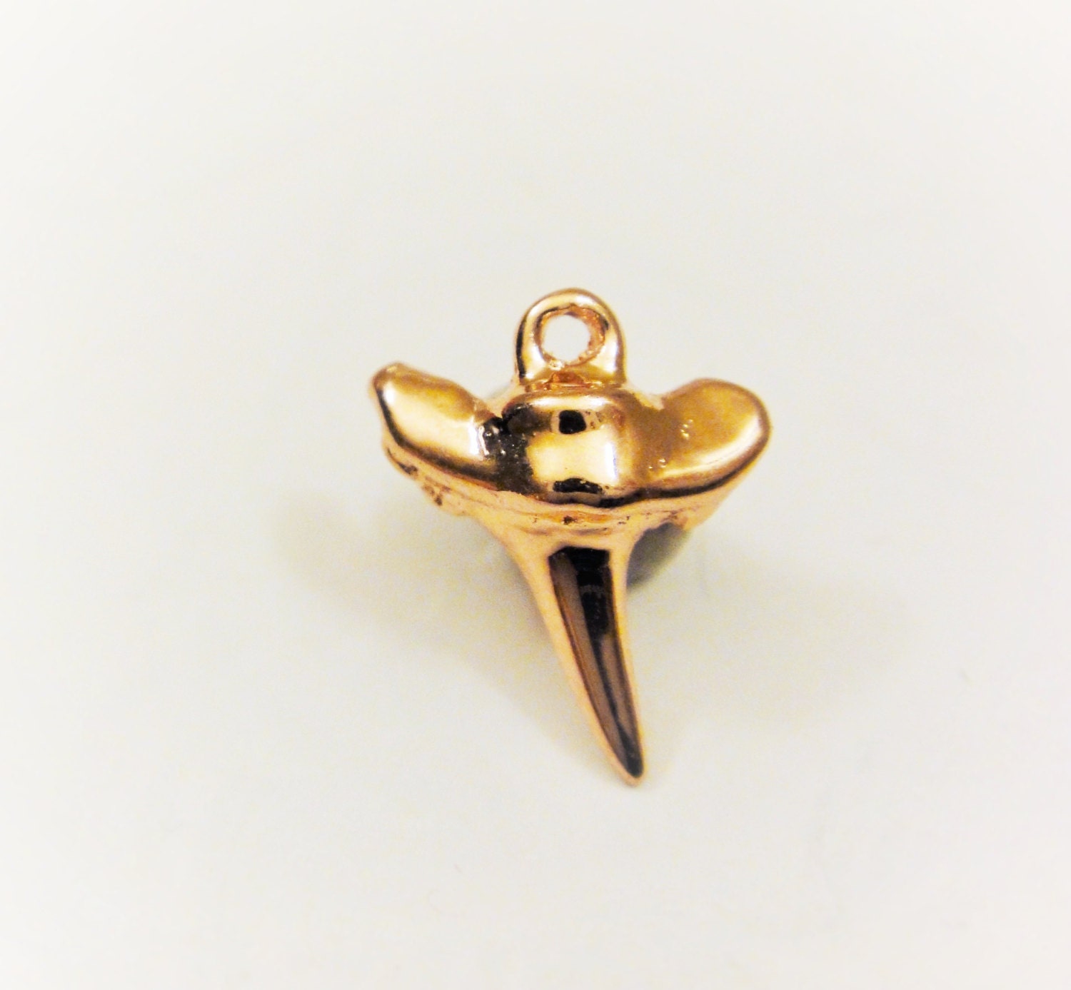 Shiny Rose Gold Small Shark Tooth Pendant - small rose gold shark tooth charm, 18k gold plated over 925 sterling silver, vermeil shark tooth