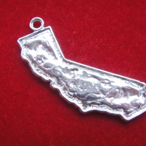 California Bright Sterling Silver - Sterling Silver Sunny California State Pendant, 925 sterling silver California charm, California charm