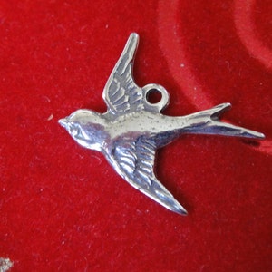 1 pc.925 sterling silver oxidized Swallow Bird Charm, Pendant , silver swallow bird charm, swallow bird, flaying bird