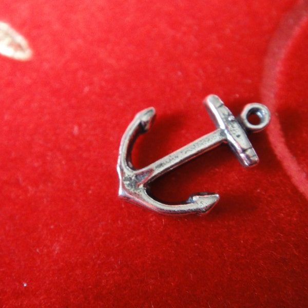 2PC 925 Sterling Silver oxidized  Anchor Charm, silver  Anchor charm 2 pc., sterling silver anchor, small anchor, sterling silver anchor