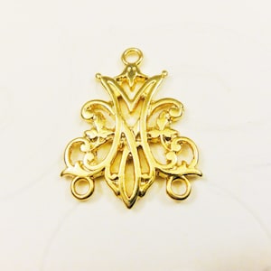 Vermeil 18k gold over 925 sterling silver connector, shiny gold connector, earring component, rosary finding, vermeil rosary finding, rosary