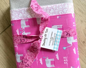 Telas para acolchado de 3 yardas - Elefantes rosas, 1 yarda de cada estampado de algodón