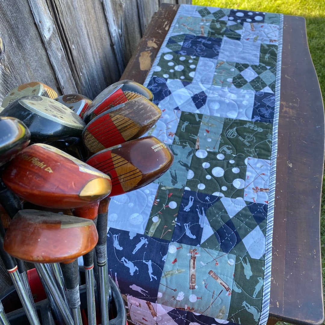 Christmas Golf Decor Quilted Table Runner 17 X 56 Golf Office Etsy