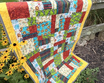 Jungle Safari Baby Quilt Kit with Precut Fabrics and Pattern - 37 x 52 inches