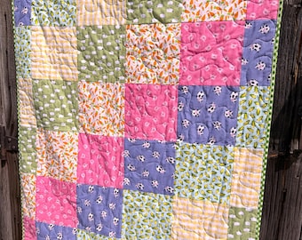 Kit de edredón infantil con diseño de granja, telas precortadas y patrón, estampados de algodón unisex, 36 x 45