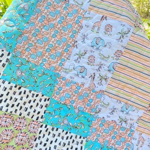 Handmade Jungle Safari Baby Quilt: Gender Neutral Crib Blanket