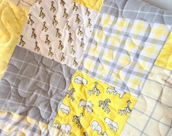 Edredón infantil unisex: Telas de franela, temática de safari en la jungla (36 x 45)