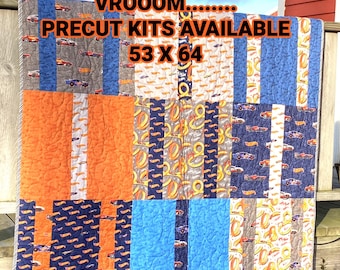 Precut Quilt Kit Boys - Hot Wheels Racing Cars Fabrics - 54 x 64