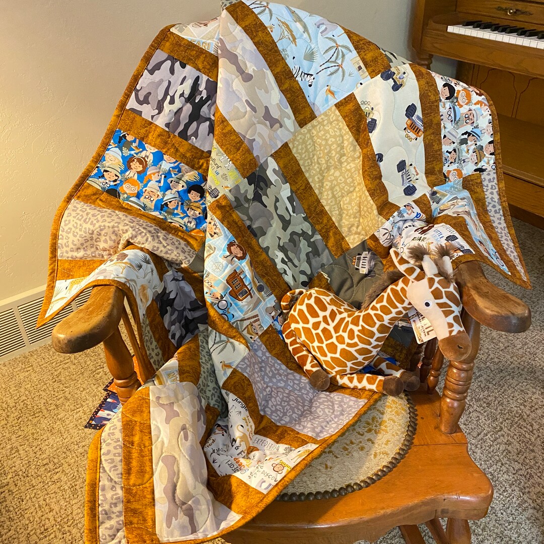 Safari Quilt KIT, Gender Neutral Precut Baby Quilt Kits, Fabrics and