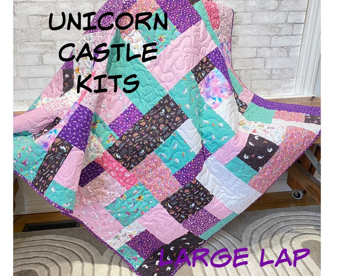 Quilt Kit for Girls With Pattern and Fabrics, Unicorn Fabric, Easy