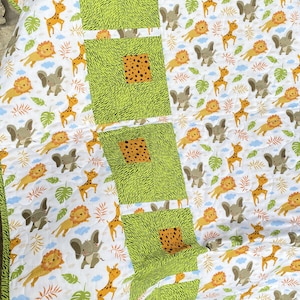 Handmade Jungle Safari Baby Quilt: Gender Neutral Nursery Decor (40x50 inches)