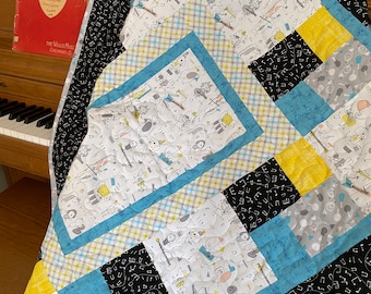 Baby QUILT KIT Gender Neutral, Music Lover Baby Shower Gift, Precut Fabrics and Pattern, Precut Quilt Kits, Parents to Be Gift, 38 x 46