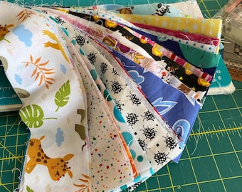 Tela infantil de retazos, 20 tiras: 6,35 cm x 107 cm, telas de algodón novedosas, estampados para niños y niñas.
