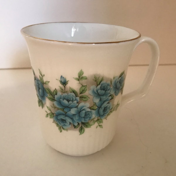 Beautiful  Porcelain Blue Flowered Mug by Richmond, Fine Bone China England