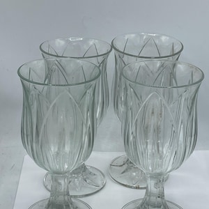 Cristal d’Arques Durand Tulip Wine Glasses – Set of 4 Vintage Cut Crystal Goblets- Heavy Glass Chip free