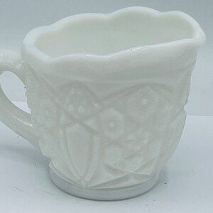 Vintage White Milk Glass Creamer, Pitcher, Gravy Boat McKee Toltec pattern- Chip Free