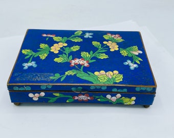 Antique Chinese Cloisonne Divided Cigarette Box, Card Box. Circa 1900