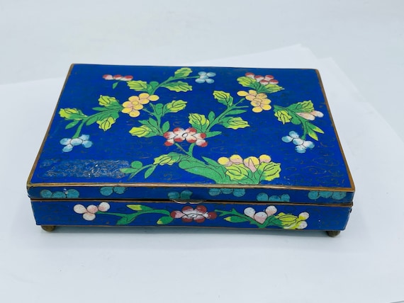 cloisonne cigarette box Antique Chinese Cloisonne Divided Cigarette Box, Card Box. Circa 1900