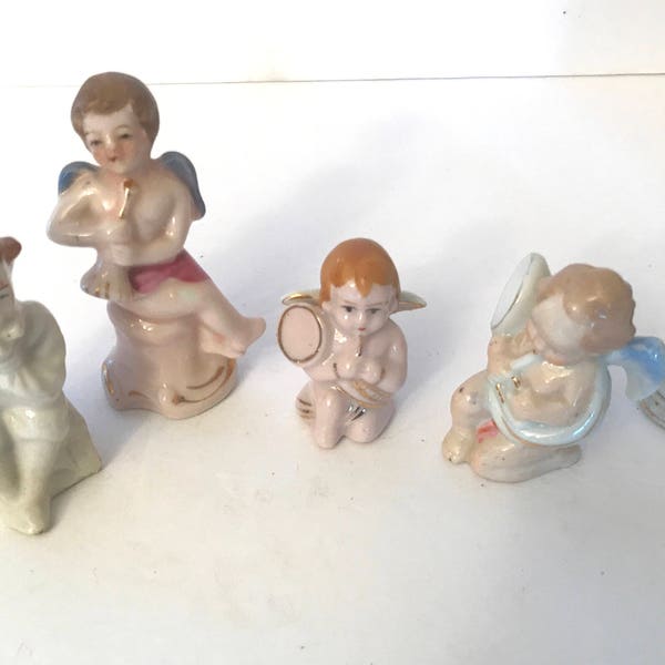 Vintage collection of (5) Angel Cherub musician figurines - Made in Japan and Occupied Japan